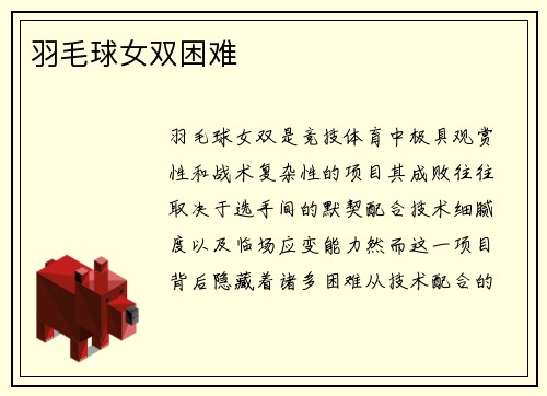 羽毛球女双困难